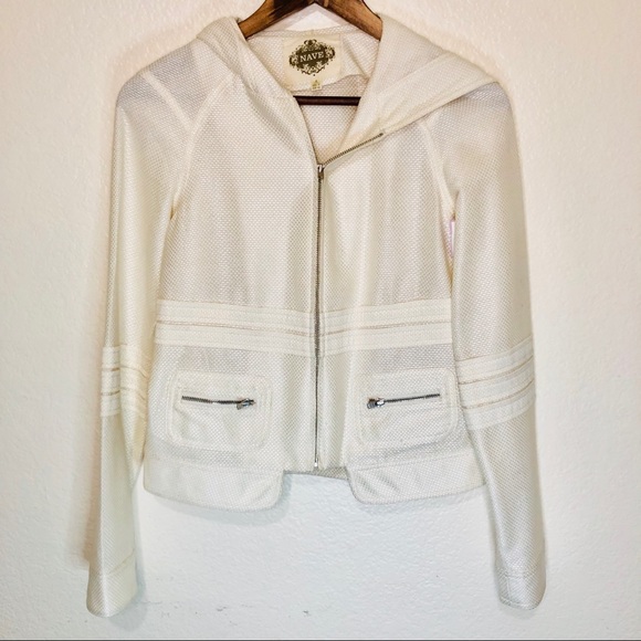 Nave women’s zipper cream jacket with hood size 4 - Picture 1 of 5